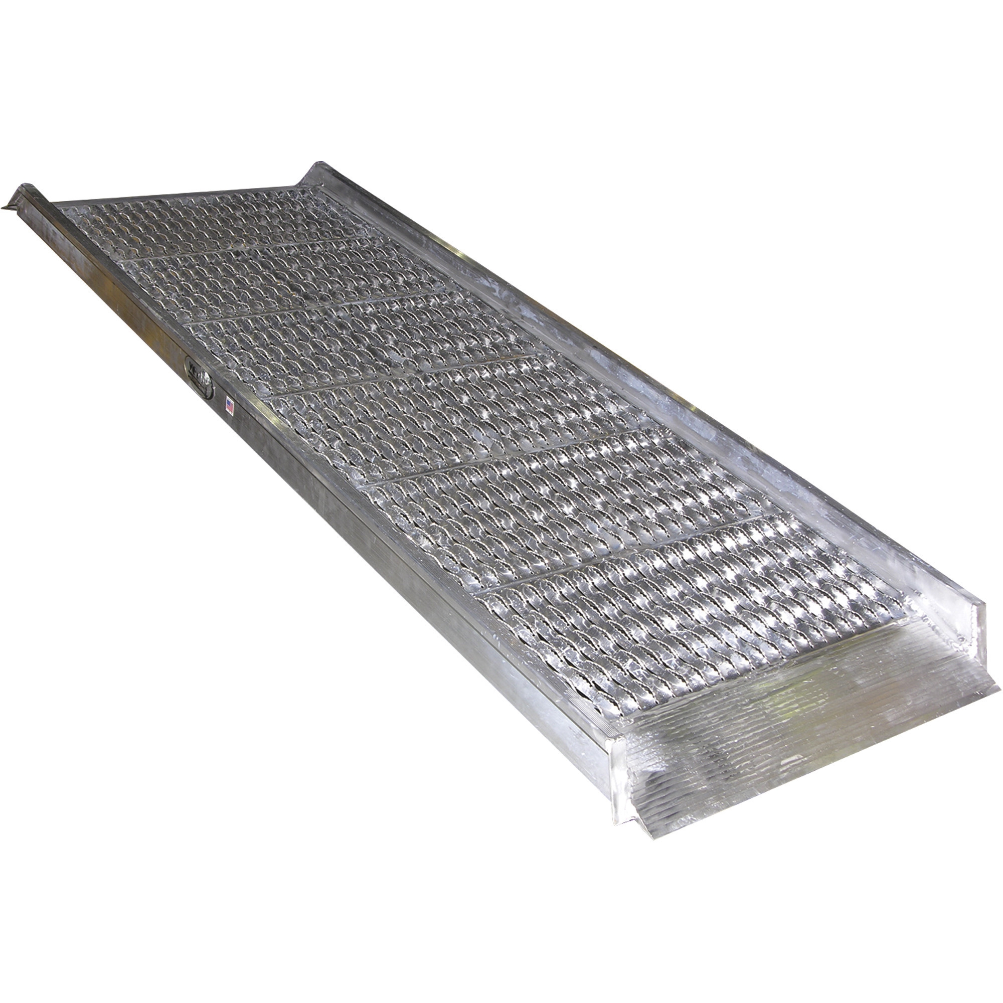 Vestil Aluminum Walk Ramp - Grating Style, 7ft.L x 28in.W, 2in. Safety Curb, Lightweight, Model# AWR-G-28-7A